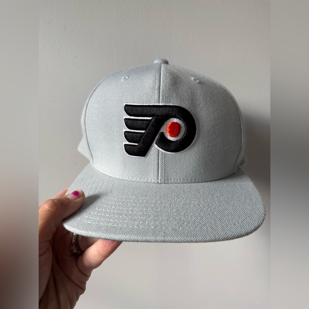 VTG Philadelphia Flyers Hockey Hat Wool Gray Black Hat Snapback Mitchell & Ness